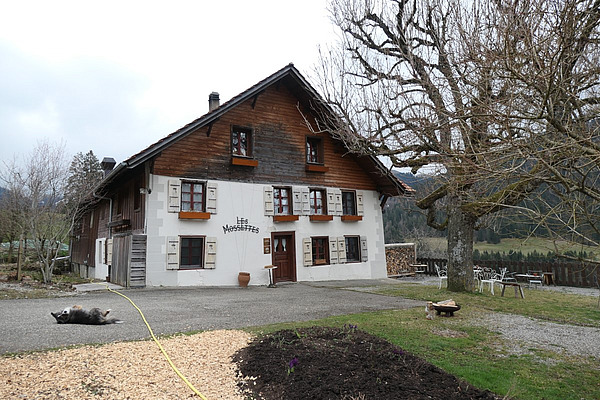 Ein freistehendes Restaurant in grüner Umgebung. 