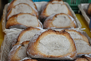 Nahaufnahme von Weissbrötchen.